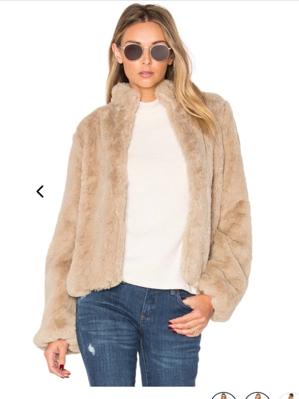 Tularosa Inori Faux Fur Jacket Beige XS Teddy Shaggy Coat Luxury